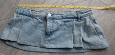 Denim Pleated  micro mini 8"