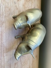 Two Vintage Tiny Brass Pigs