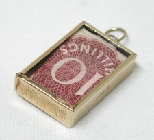 9ct Gold Large Emergency Old Currency Ten Shilling Note Charm 22670