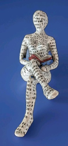 Reading woman figurine resin - reading,