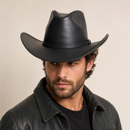 Handmade black genuine - genuine, leather
