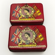 Vintage OXO Queen Elizabeth II Coronation 1953 Long May She Reign Tin x2 (Empty)