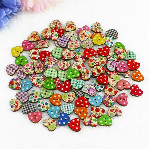 Heart crafting buttons wooden