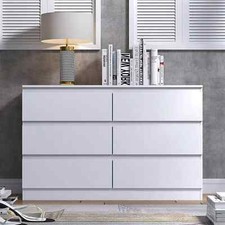 6 Drawer Chest of Drawers Matt White Modern Bedroom Scratch Resistant GRADED