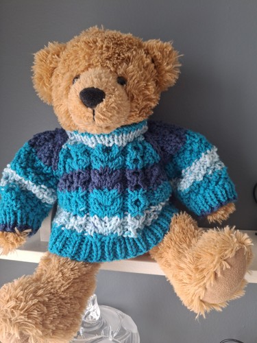 Hand knitted blue - aran, teddy