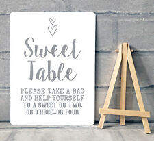A5 Sweet Table Candy Stall Cart Buffet Jar Sign With Easel Wedding Party - Heart
