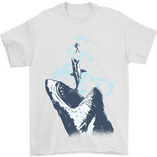 Megalodon v Great White Shark v Scuba Diver Mens T-Shirt 100% Cotton