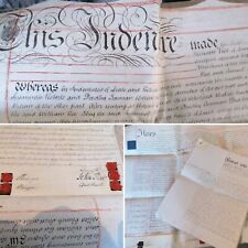 1825 VELLUM INDENTURE LEGAL DOCUMENT Macclesfield  4x skins parchment ROE STRING