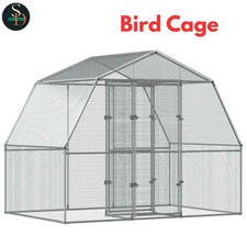 Modern Bird Cage with Door Parrot Aviary Silver Galvanised Steel vidaXL