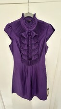 Ted Baker Purple Silk Ruffle Dress – Size 2  Elegant & Chic
