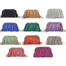Rhinestone Evening Bag Pleated Lady Purse Party Wedding Clutches for Women Girl