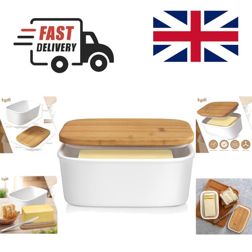 Compact white butter dish with - compact,