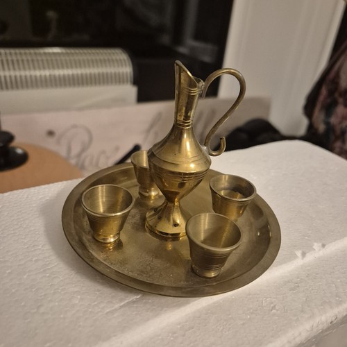 Vintage jeweled brass pitcher - jeweled,
