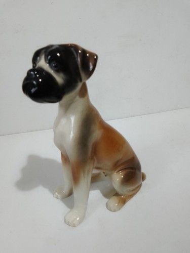 Boxer dog sitting ceramic - boxer,