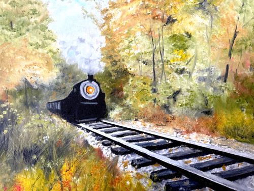 Painting steam train - of,