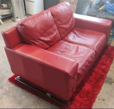 DFS 2-Seater Red Leather Sofa