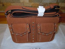 ZARA Leather Studded  Messenger Bag - Brown