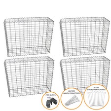 Gabion Baskets Outdoor Cages Stone Wire Mesh Planter / 100 x 95 x 30cm / 4 Pack