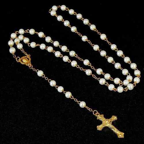 White pearl rosary beads - pearl,