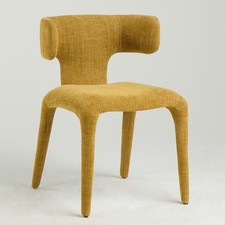 Monterey Dining Chair Burnt Orange Textured Fabric Upholstered Sculpted Frame