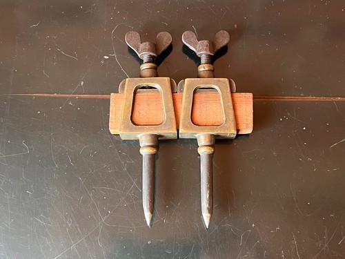 Antique pair brass iron - pair,
