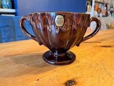 Kernewek Pottery Cornwall Vintage Mid-Century Brown Drip Glazed Mantel Vase MCM