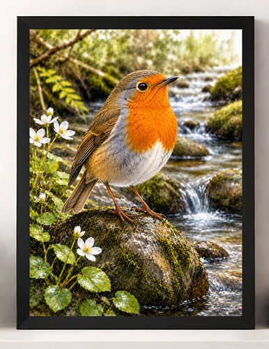 Robin bird wildlife print - bird, a4