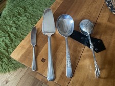 SERVING UTENSILS  BUTTER SPREADER CAKE SLICE TONGS &  TRIFLE SPOON  - VINTAGE