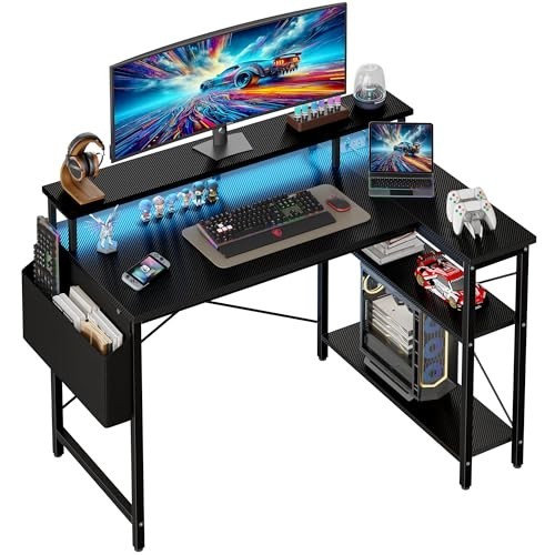 Shaped gaming desk with - l, led