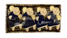 Vintage Christmas Napkin Rings Set of 4 X Festive Angels / Fabric Check Holders