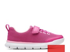 New Clarks Girls Hoop Run K PINK Synthetic Trainers Size UK 3.5 F