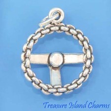 Car Auto Chain Steering Wheel 3D 925 Solid Sterling Silver Charm MADE IN USA