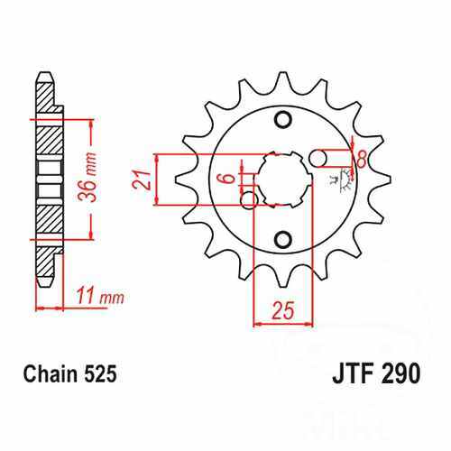Front sprocket tooth pitch - front,