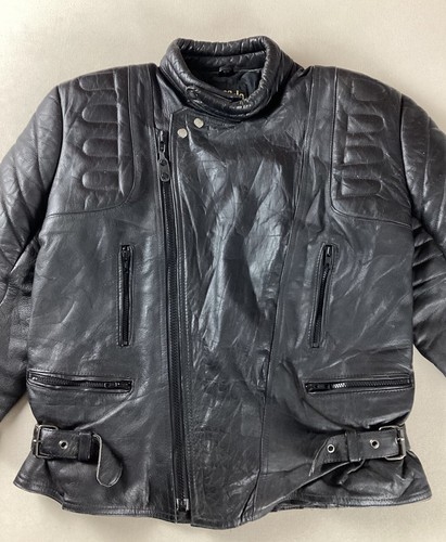 Vintage leather biker jacket - leather,