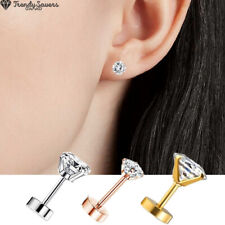 High Quality Screw Back Stainless Steel Tragus Stud Earrings Women Men Round CZ