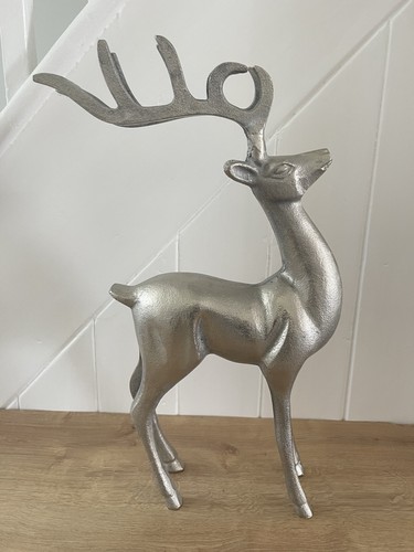 Large silver metal stag - silver,