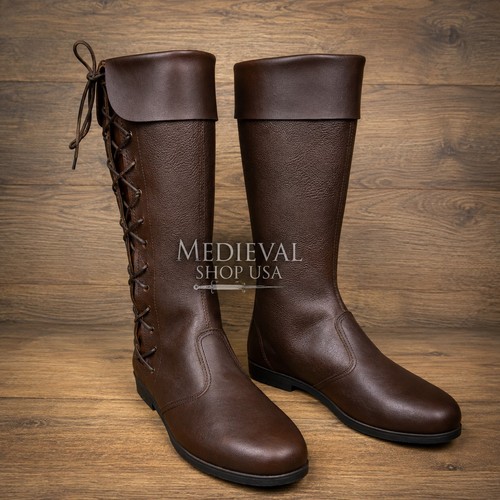 Medieval leather boots - leather,