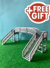 00 Gauge 1:76 Double track Model Railway platform footbridge scenery 