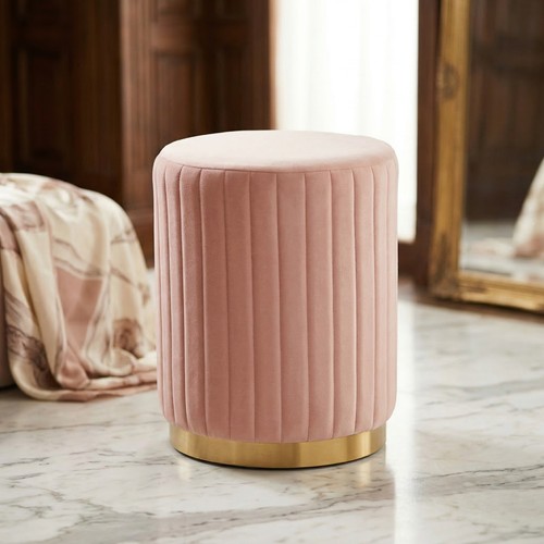 Quartz pink velvet gold trim - pink,