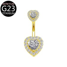 Titanium Heart Zircon Navel