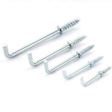 Zinc Plated L Hooks Square Screw-In Cup Hooks  Shouldered Dresser – Choose Size
