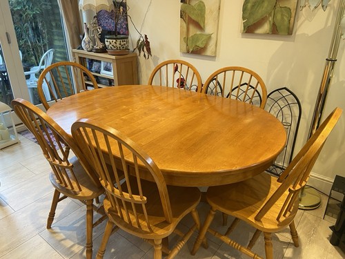 Wood dining table 6 - table, chairs