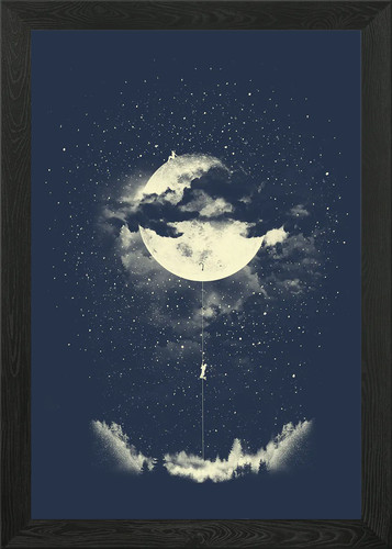 Moon climbing framed - moon,