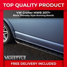 FITS VW CRAFTER MWB 2017> BLACK ALUMINIUM SIDE STEPS THORESBY RUNNING BOARDS BAR