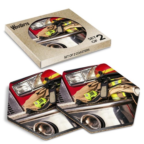 Hexagon mdf coaster fireman - mdf,