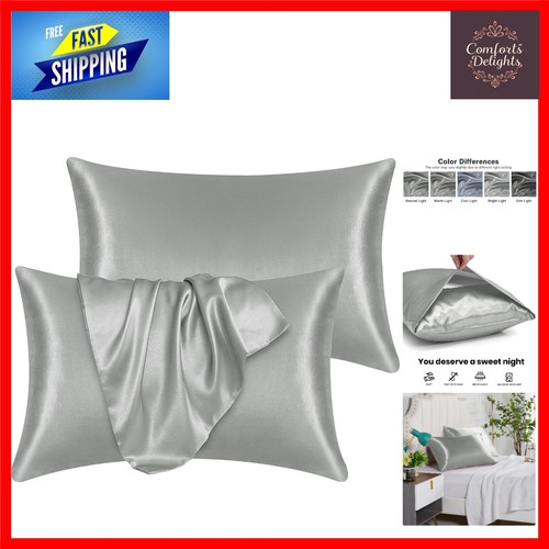 Elegant grey satin pillow - satin,