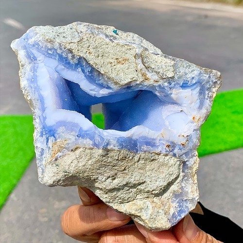 Blue lace agate druzy raw - blue,