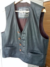 MENS BLACK LEATHER WAISTCOAT