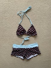 baby blue and brown polka dot