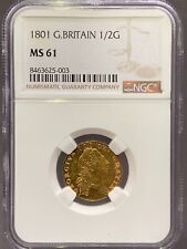 1801 Half Guinea, George III, slabbed by NGC MS61
